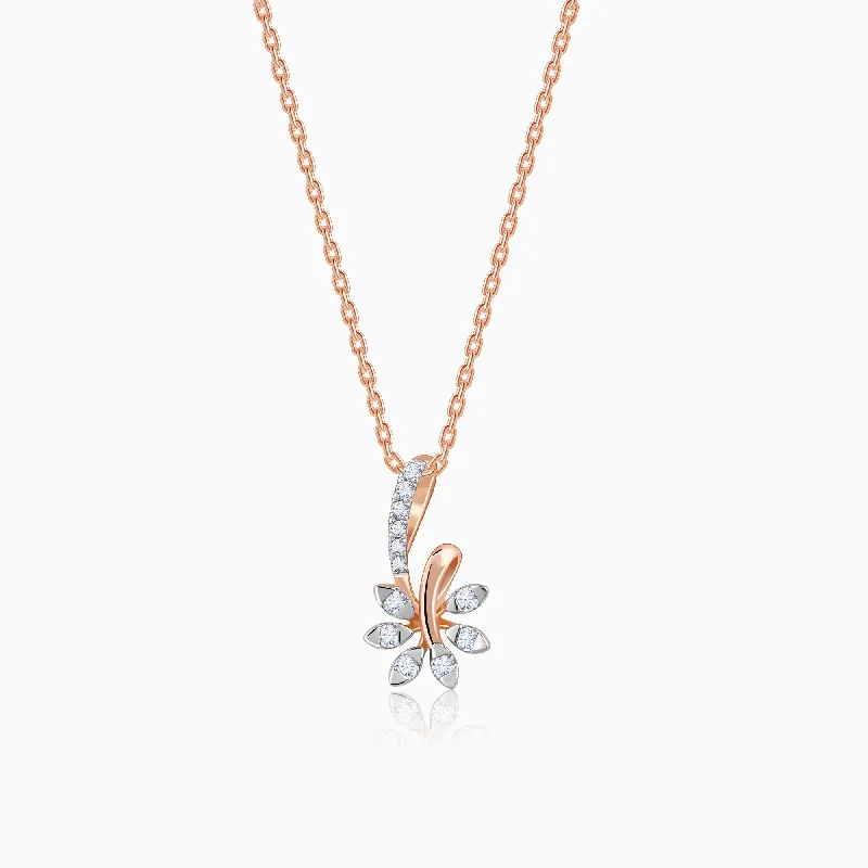 Unique necklaces and pendants with engraved messages for a sentimental gift-Rose Gold Dewdrop Blossom Diamond Pendant