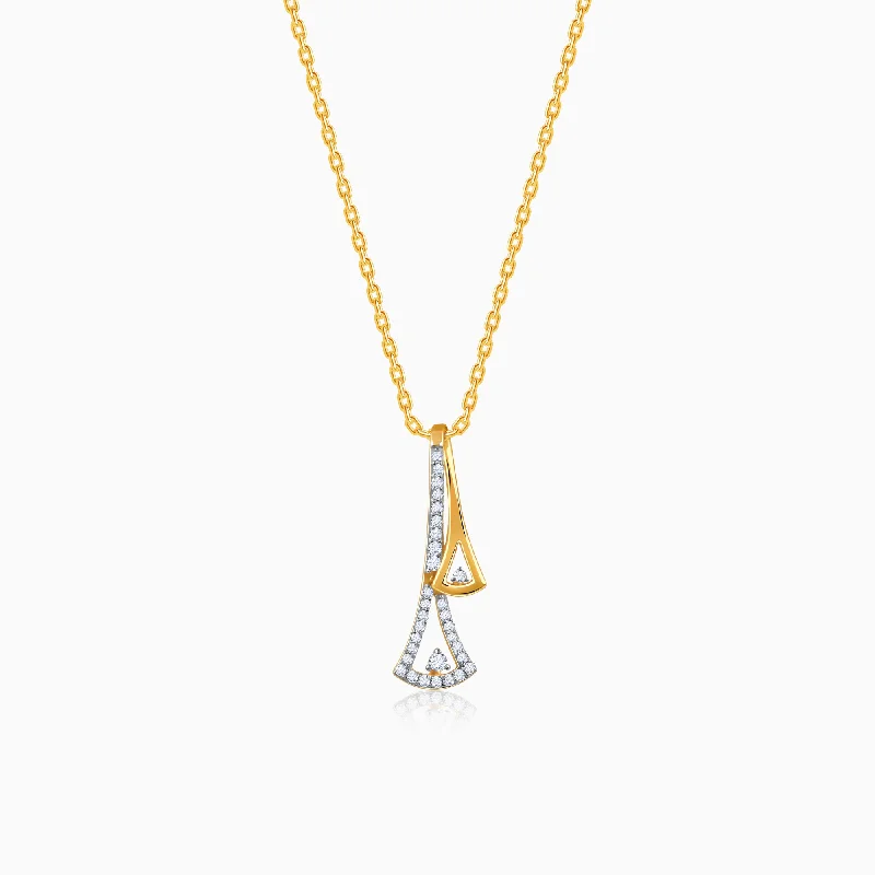 Best necklaces and pendants with rose gold for a warm and romantic appeal-Gold Dual Sparkle Diamond Pendant