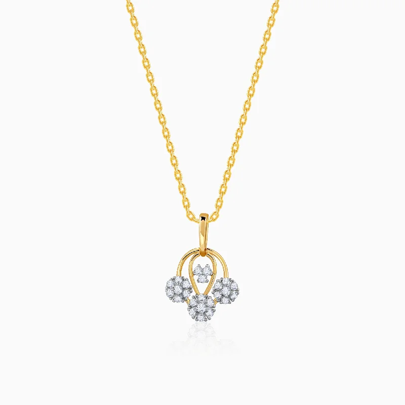 Best necklaces and pendants with matching earrings for a coordinated, elegant look-Gold Graceful Lotus Diamond Pendant