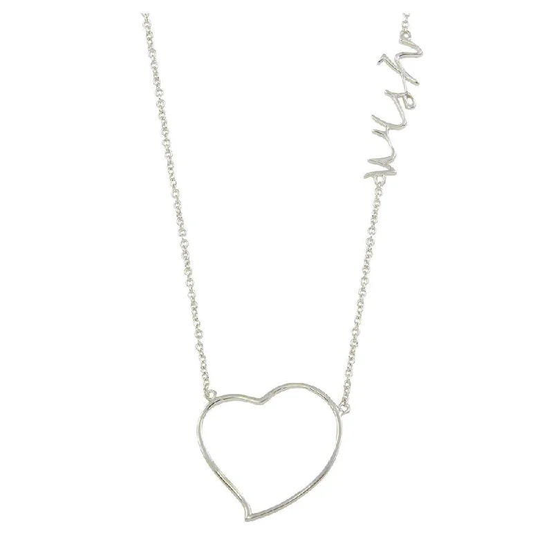 Best necklaces and pendants with crystal accents for a sparkling and elegant style-Rhodium Plated 925 Sterling Silver Heart "Wish" Necklace - STP01128-WISH