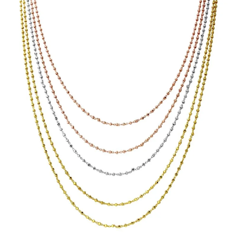 Stunning necklaces and pendants with turquoise and gold for a vibrant, earthy look-Multi Plated 925 Sterling Silver 5 Strand Bead Necklace - ARN00036TRI