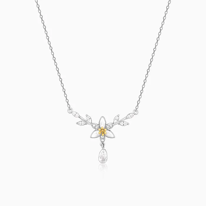 Necklaces and pendants with pearls for a classic and sophisticated touch-Silver One in a Trillium Necklace