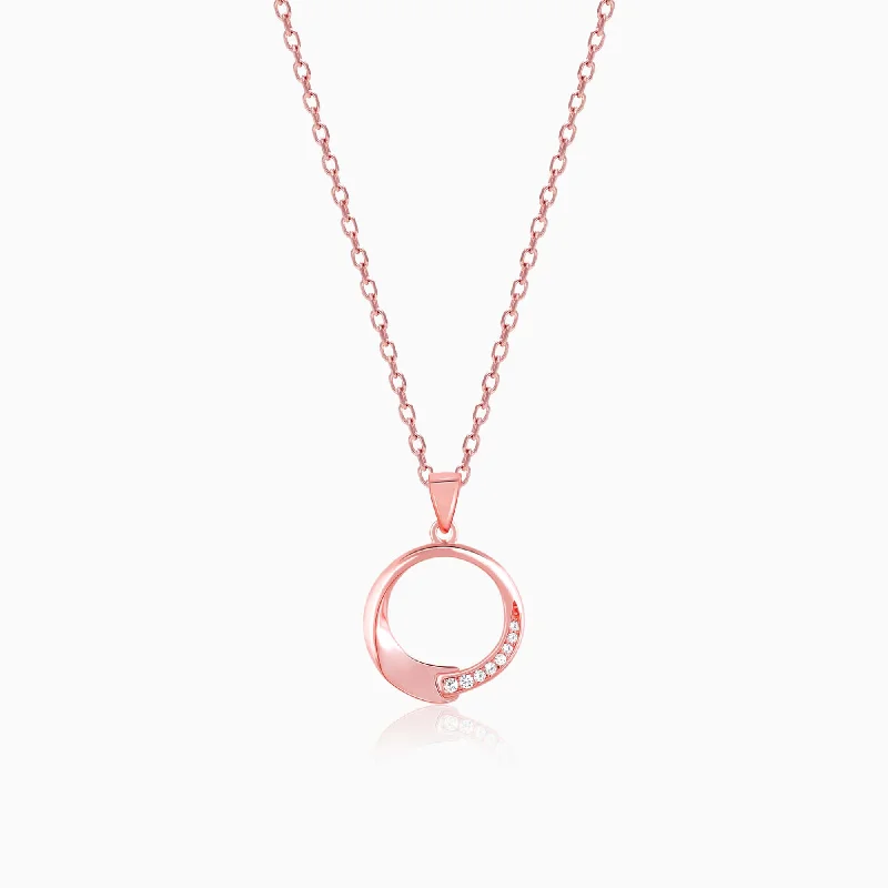 Necklaces and pendants with ocean-inspired designs for a refreshing, beachy feel-Rose Gold Circle of Love Pendant with Link Chain