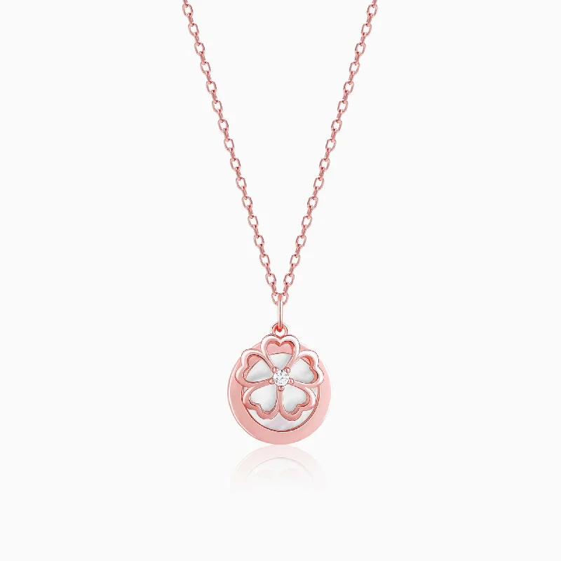 Best necklaces and pendants with layered designs for a chic, stacked look-Rose Gold Pea Flower Pendant with Link Chain