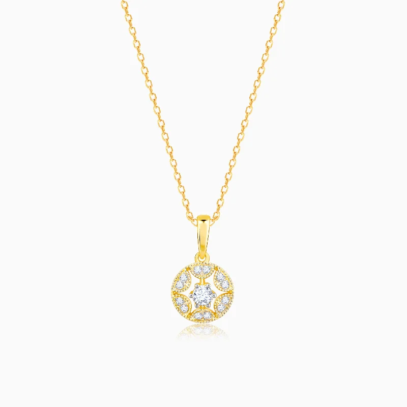 Best necklaces and pendants with layered designs for a chic, stacked look-Gold Circle Of Brilliance Diamond Pendant