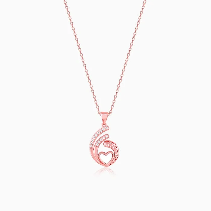 Necklaces and pendants with enamel accents for a colorful, eye-catching appearance-Rose Gold Tender Affection Pendant With Link Chain