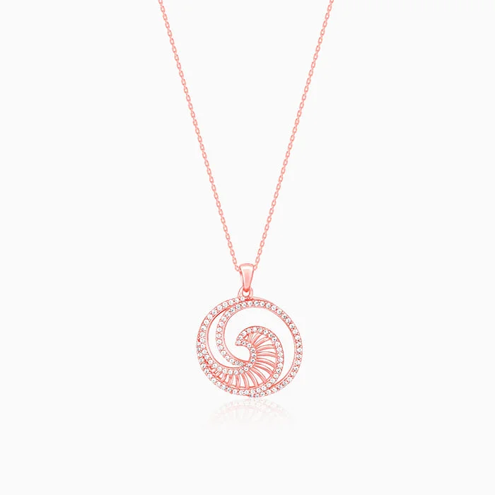 Necklaces and pendants with geometric pendants for a clean, contemporary design-Rose Gold Whirpool Pendant With Link Chain