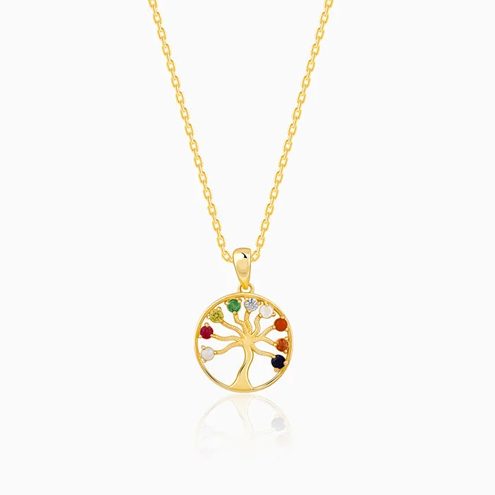 Elegant necklaces and pendants with infinity symbols for timeless designs-Golden Tree of Life Pendant With Link Chain