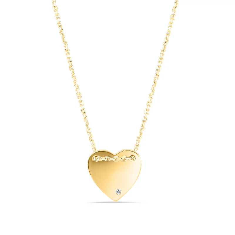 Best necklaces and pendants with glowing moonstone for an ethereal glow-Gold Plated 925 Sterling Silver Engravable Heart Shaped Necklace with CZ - DIN00076GP