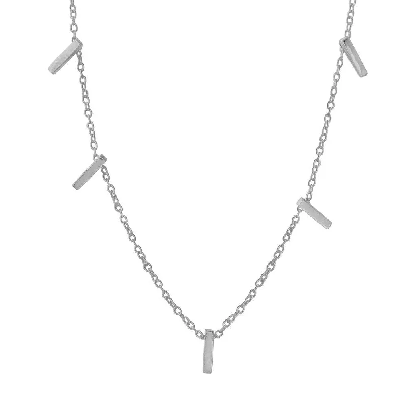 Best necklaces and pendants with vintage coin pendants for a unique accessory-Rhodium Plated 925 Sterling Silver Small Multi Bar Necklace - STP01557RH