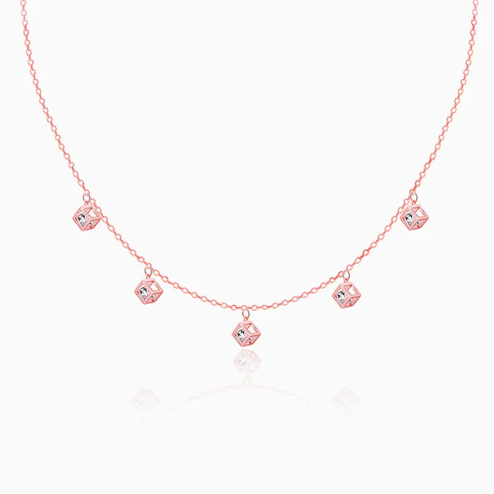 Best necklaces and pendants with cross pendants for a spiritual, meaningful symbol-Rose Gold Cubic Crystal Necklace