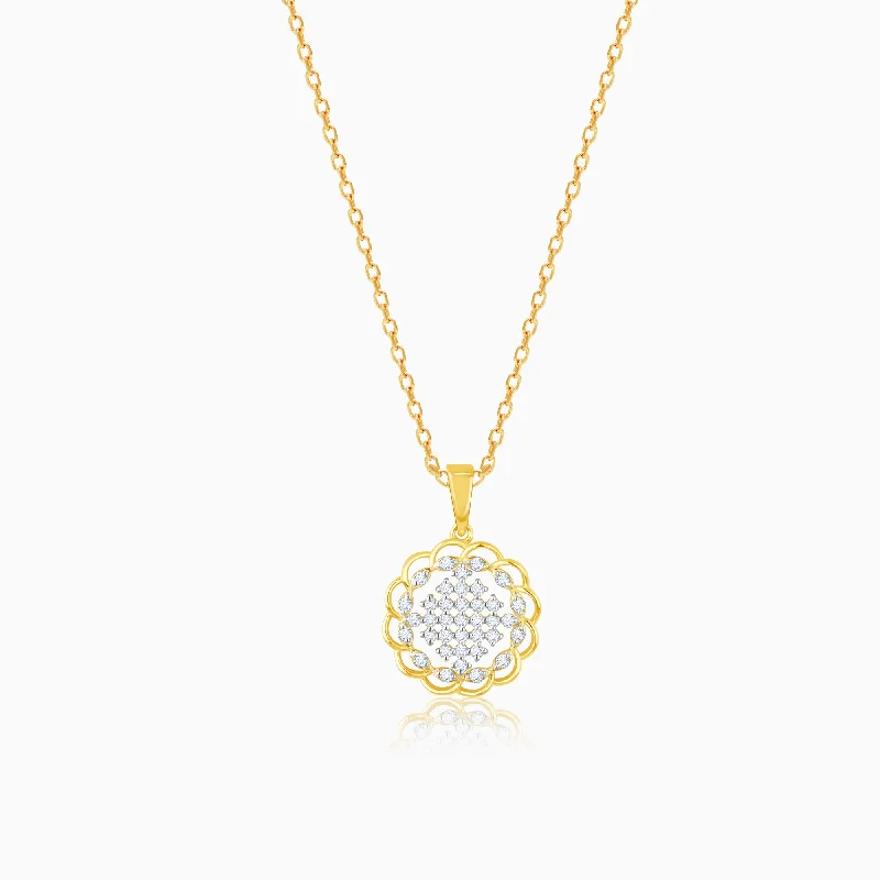 Beautiful necklaces and pendants with geometric shapes for a modern, artistic design-Gold Simple Rendezvous Diamond Pendant