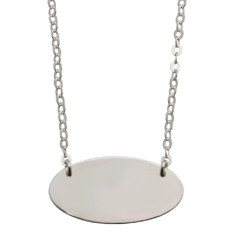 Stylish necklaces and pendants with diamonds for a glamorous and elegant look-Rhodium Plated 925 Sterling Silver Medium Oval Disc Necklace - DIN00032RH