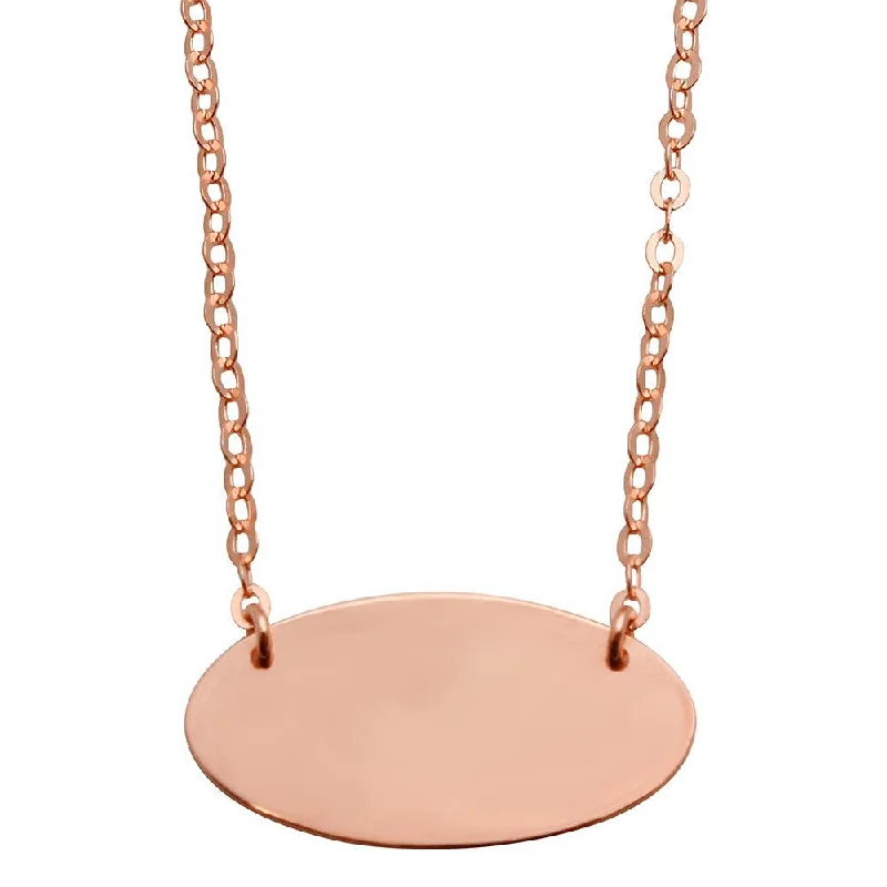 Unique necklaces and pendants with gemstones for a colorful and vibrant statement-Rose Gold Plated 925 Sterling Silver Medium Oval Disc Necklace - DIN00032RGP