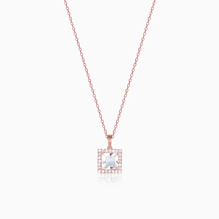 Necklaces and pendants with sun and moon motifs for a celestial-inspired design-Rose Gold Snow White Pendant With Link Chain