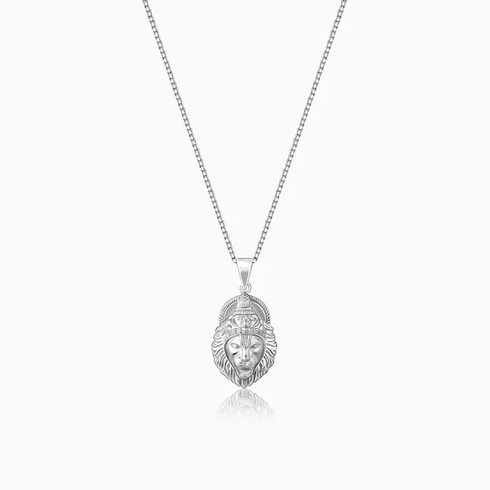 Elegant necklaces and pendants with gold chains for a chic, timeless appearance-Silver Ugra Narasimha Pendant   with Link Chain For Him