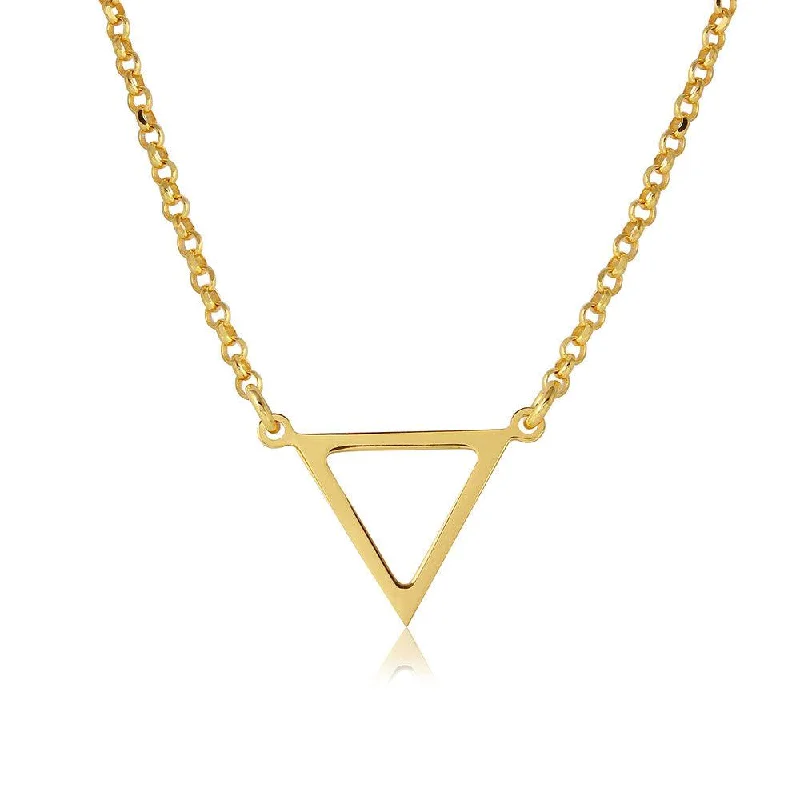 Elegant necklaces and pendants with gold chains for a chic, timeless appearance-Silver 925 Gold Plated Open Triangle Charm Necklace - ARN00026GP