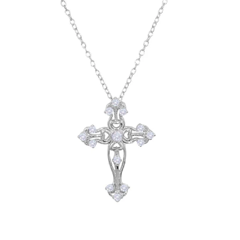 Best necklaces and pendants with turquoise stones for a vibrant boho-chic look-Rhodium Plated 925 Sterling Silver Cross Necklace - BGP01232