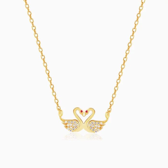 Stylish necklaces and pendants with diamonds for a glamorous and elegant look-Golden Swan Love Necklace