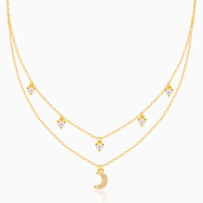 Necklaces and pendants with custom designs for a completely unique jewelry piece-Golden Crescent Zircon Necklace