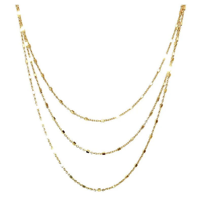 Beautiful necklaces and pendants with diamond-encrusted designs for maximum sparkle-Gold Plated 925 Sterling Silver 3 Layered Necklace - ARN00042GP