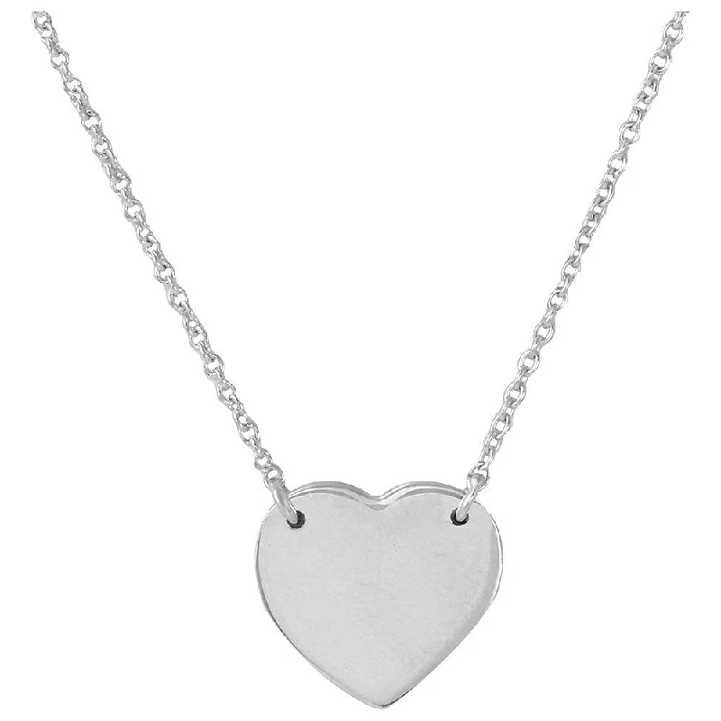 Best necklaces and pendants with intricate filigree for vintage-inspired elegance-Silver 925 Rhodium Plated High Polished Heart Necklace - DIN00058RH