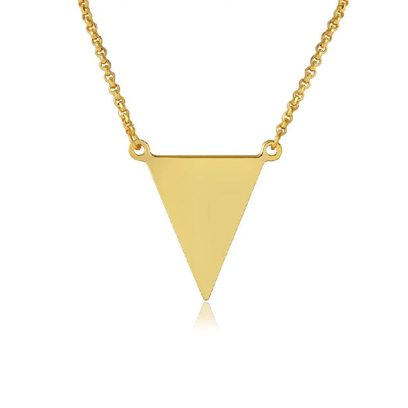 Best necklaces and pendants with sterling silver for an affordable yet stylish choice-Silver 925 Gold Plated Triangle Charm Necklace - ARN00025GP