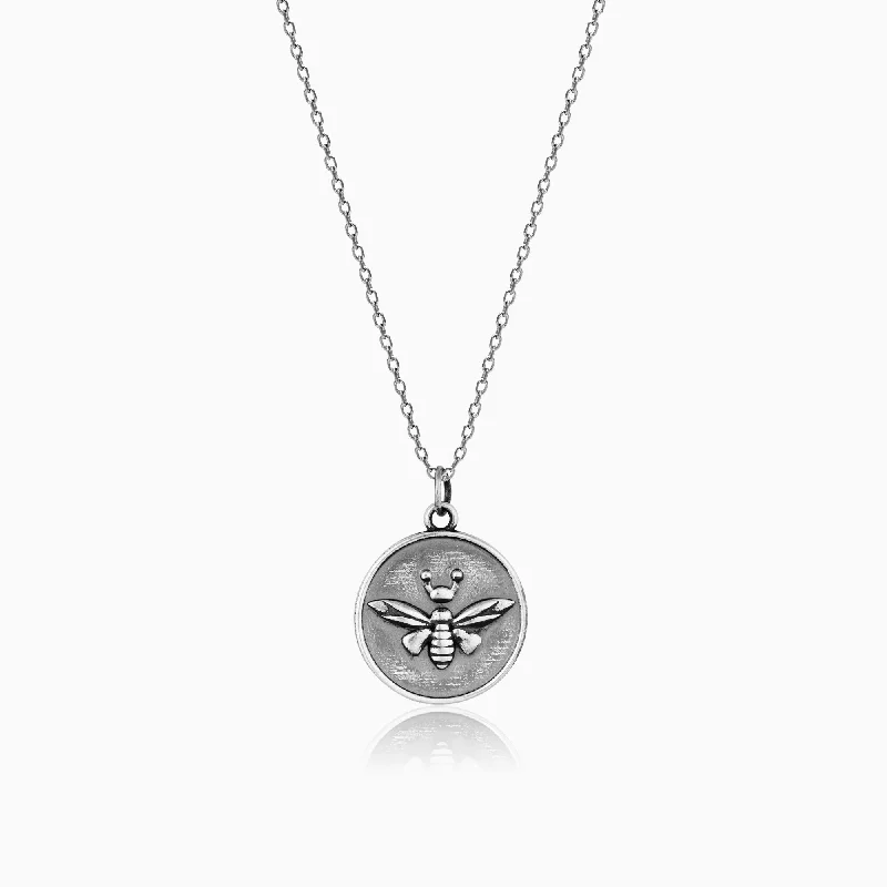 Stunning necklaces and pendants with birthstone pendants for a personal touch-Oxidised Silver Wasp Pendant With Link Chain For Him