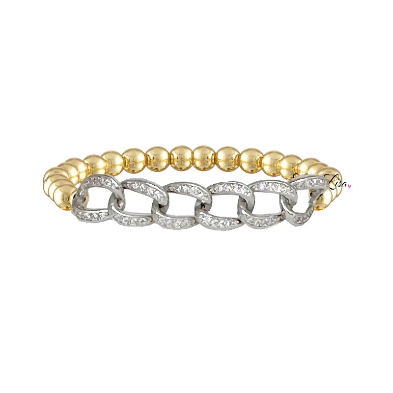 Bangles with personalized initial charm engravings -Diamond Link Bracelet