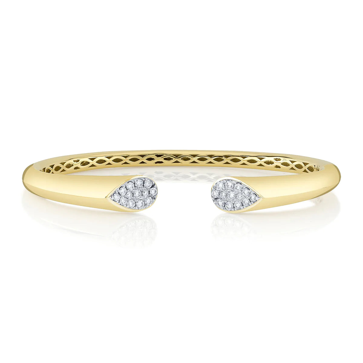 Bangles with rose gold filigree for elegance -SHY CREATION 14K YELLOW AND WHITE GOLD DIAMOND PAVE BANGLE BRACELET - 0.54CTW