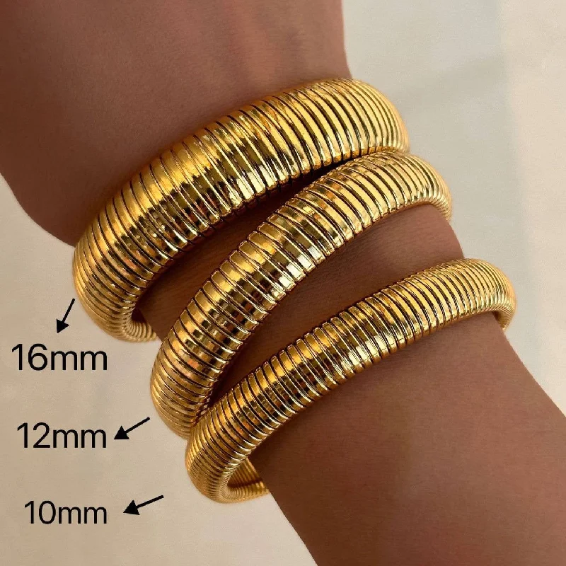 Bracelets with spiral ruby for striking twist -18K Gold Plated Bangle Bracelet