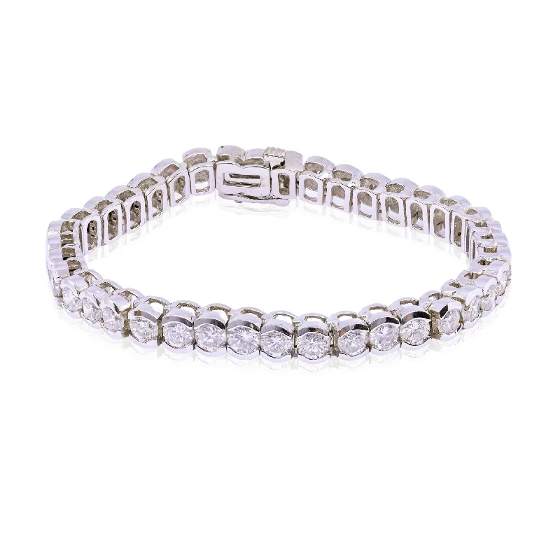 Bangles with mandala engravings for mindfulness -ESTATE 14K WHITE GOLD DIAMOND TENNIS BRACELET - 10.00CTW