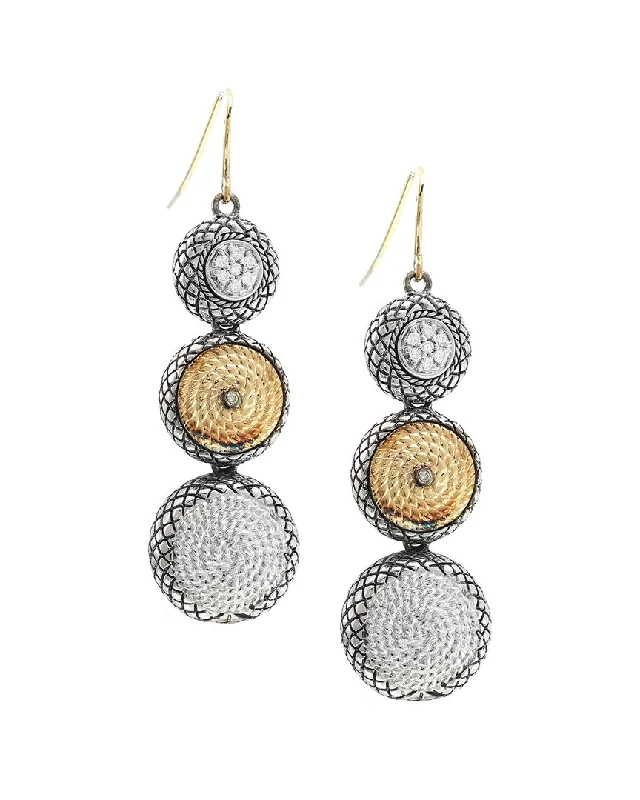 Leverback Drop Earrings for Comfort -Andrea Candela Divino 18K & Silver 0.14 ct. tw. Diamond Earrings