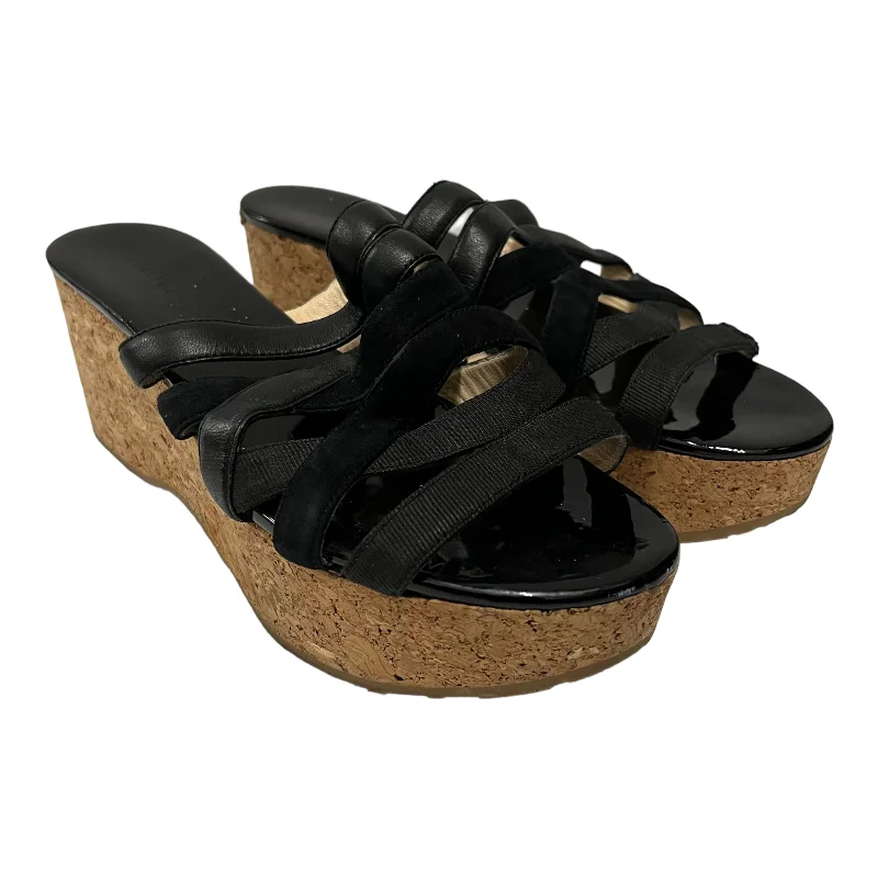 Comfortable sandals for women with memory foam footbed for all-day wear-JIMMY CHOO/Heels/US 7.5/Cotton/BLK/\