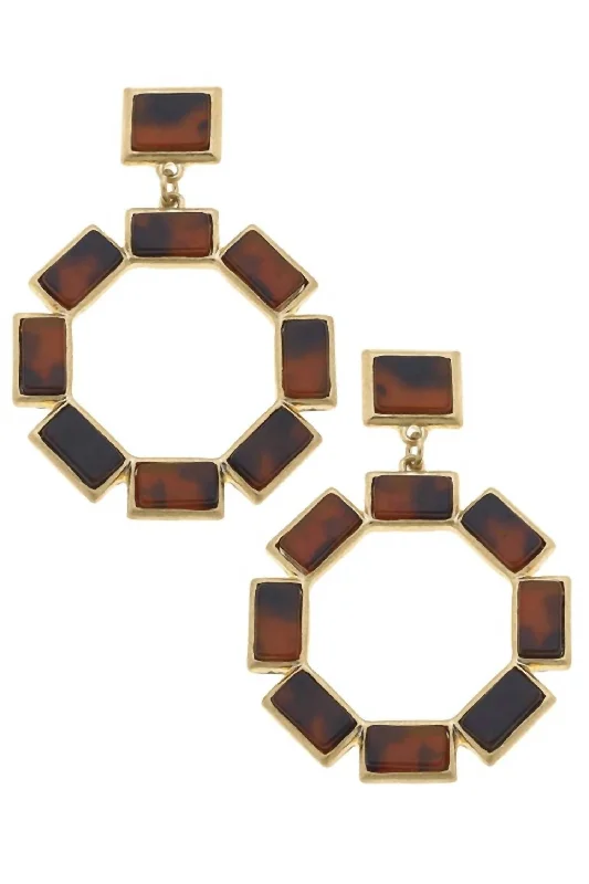 Drop Earrings for Graduation Day -Halston Tortoise Statement Earrings In Worn Gold