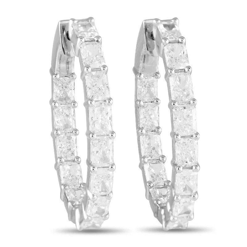 Gemstone and Diamond Drop Earrings for Opulence -LB Exclusive 18K White Gold 5.10ct Diamond Radiant Cut Inside-Out Hoop Earrings AER-19141