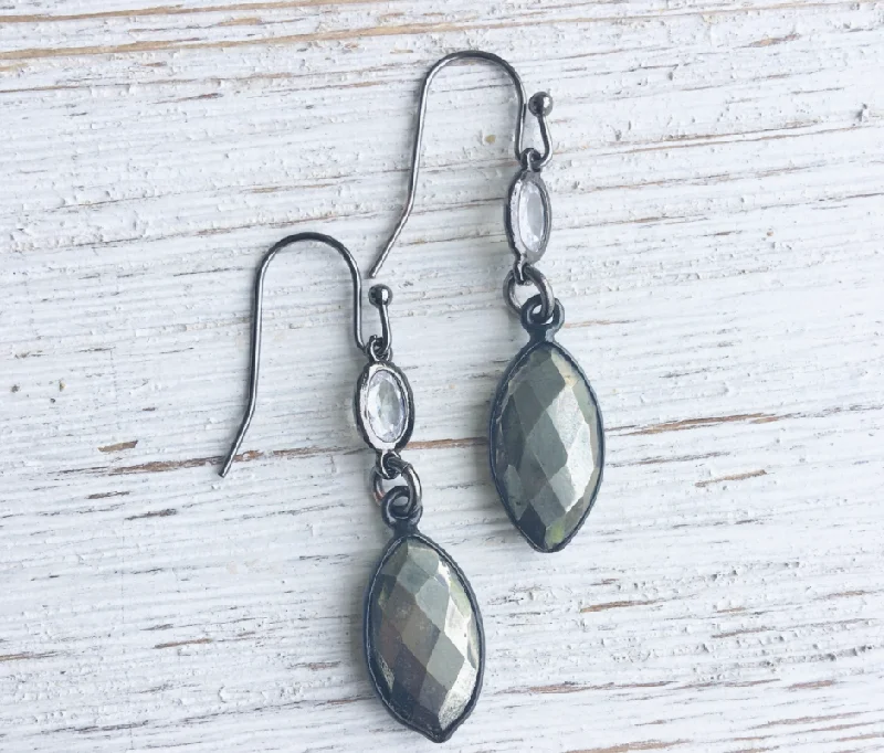 Drop Earrings with Symbolic Elements -Pyrite Dangling Earrings