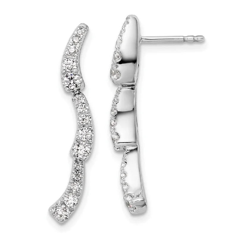 Drop Earrings with Debossed Designs -14K White Gold 2/3 ct Lab Grown Diamond Dangle Earrings VS Clarity, G-H Color