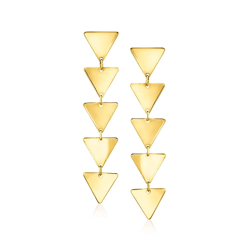 Diamond Drop Earrings for Luxury -Ross-Simons Italian 14kt Yellow Gold Multi-Triangle Linear Drop Earrings