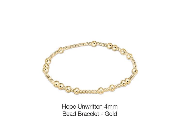 Bangles with engraved floral patterns for elegance -hope unwritten 4mm bead bracelet - gold by enewton