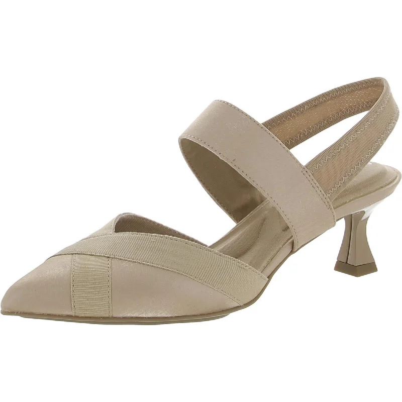 Boho-inspired sandals for women with braided straps and earthy tones-Anne Klein Womens Islander Shimmer Pointed Toe Slingback Heels