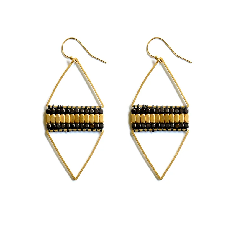 Retro Drop Earrings for Nostalgia -Large Woven Diamond Earrings