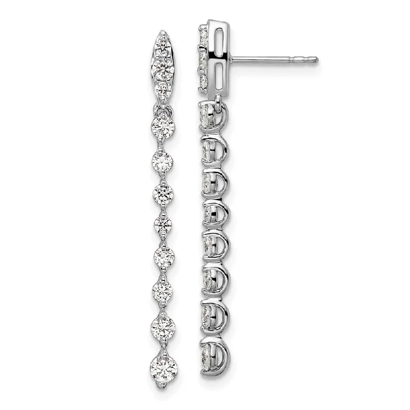 Drop Earrings for Party Look -14K White Gold 1 ct Lab Grown Diamond Dangle Earrings VS Clarity, G-H Color