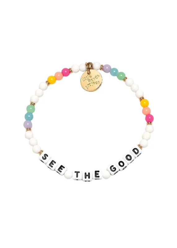 Bangles with engraved floral patterns for elegance -LITTLE WORDS BRACELET - SEE THE GOOD