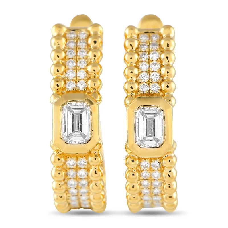 Magnetic Closure Drop Earrings for Easy -LB Exclusive 18K Yellow Gold 1.0ct Diamond Earrings AER-19785-Y