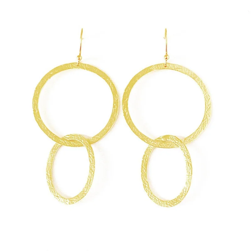 Drop Earrings for Beach Outfit -Gold Plated Interlocking Hoop Earrings