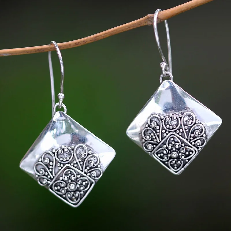 Tarnish Resistant Drop Earrings for Longevity -Sterling Silver 'Besakih Garden' Earrings