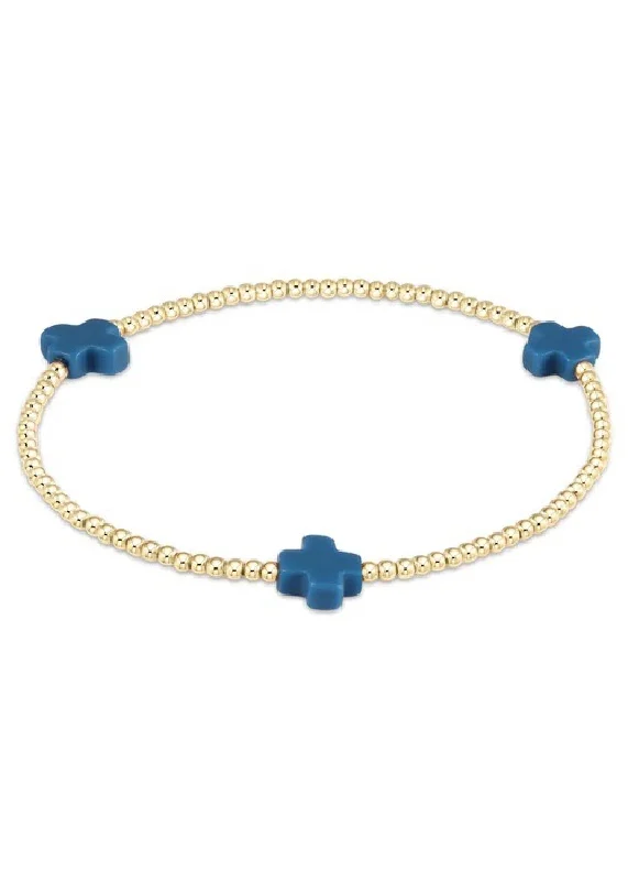 Bracelets with rough jade for natural calm -SIGNATURE CROSS BRACELET - COBALT