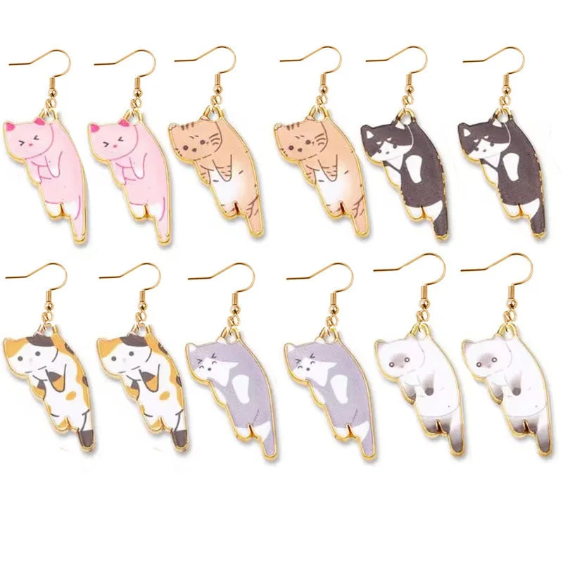 Diamond Drop Earrings for Luxury -Wholesale Oil Drop Cat Cute Cartoon Alloy Earrings