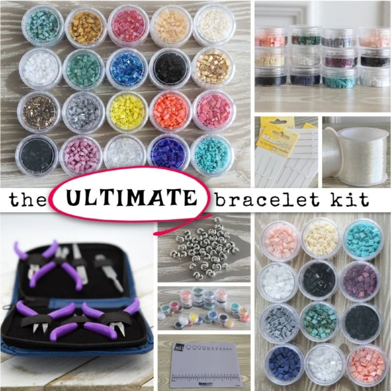 Bracelets with etched floral bands for detail -The Ultimate Tila Bracelet Kit (makes 80 bracelets)